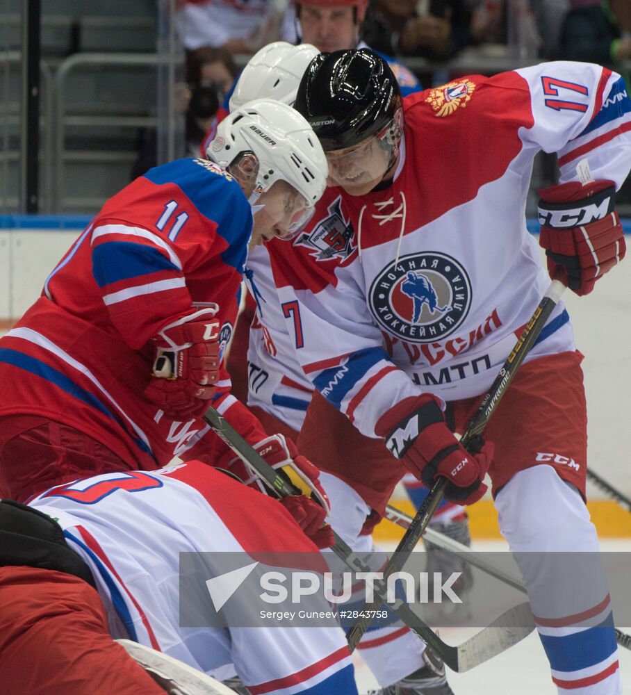 President Vladimir Putin participates in Night Hockey League gala match