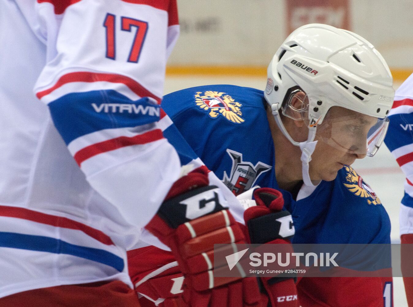 President Vladimir Putin participates in Night Hockey League gala match