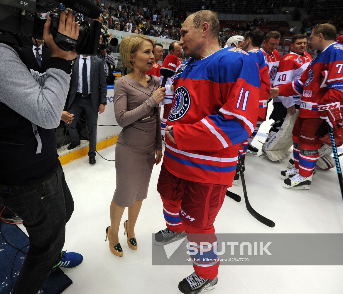 President Vladimir Putin participates in Night Hockey League gala match