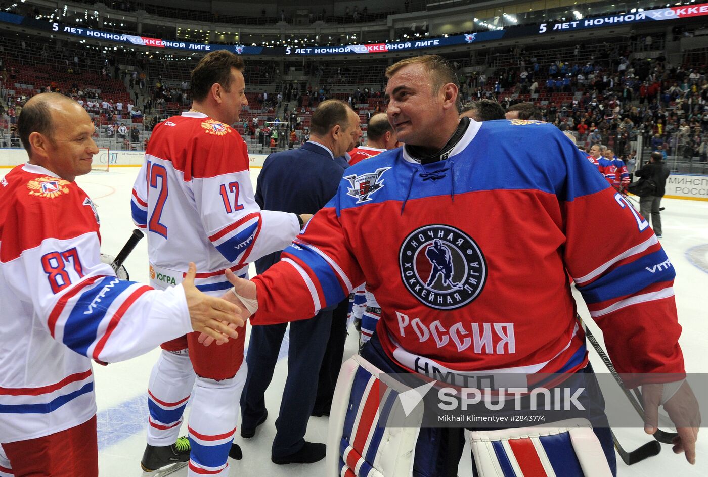 President Vladimir Putin participates in Night Hockey League gala match