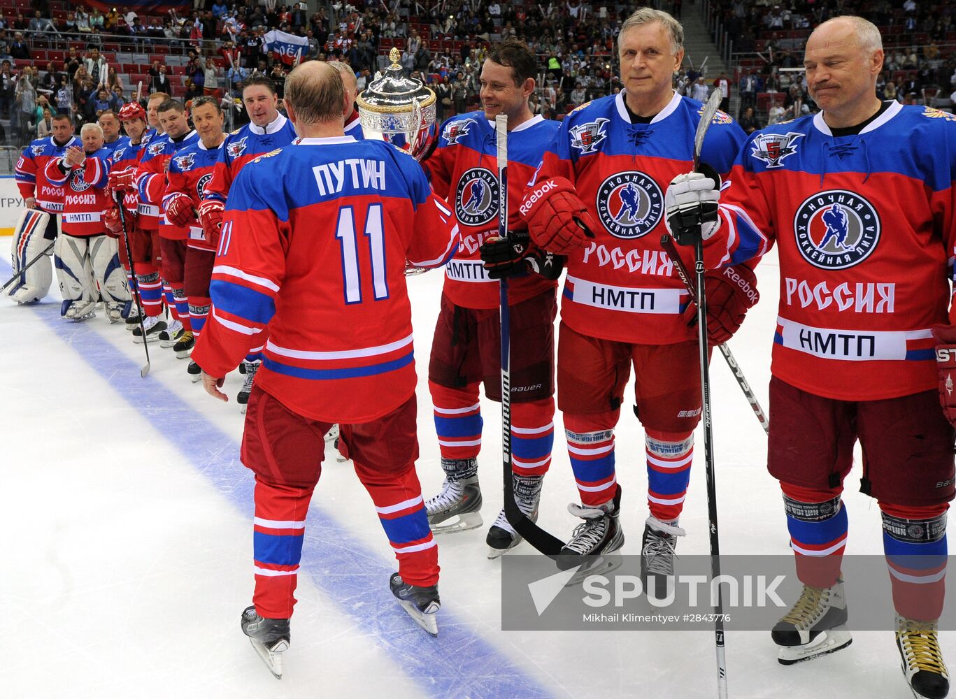 President Vladimir Putin participates in Night Hockey League gala match