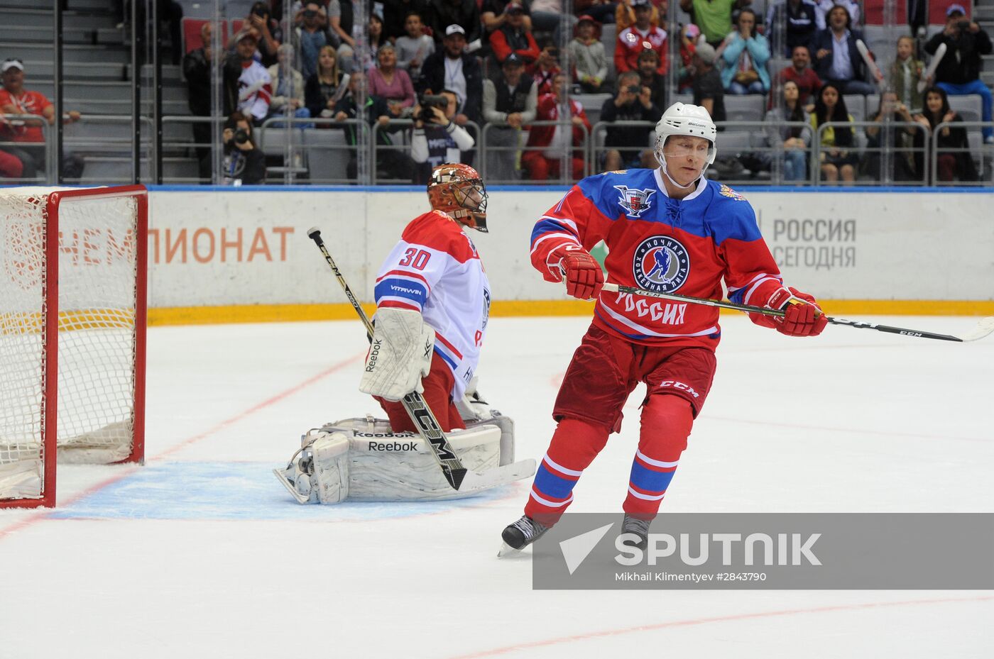 President Vladimir Putin participates in Night Hockey League gala match