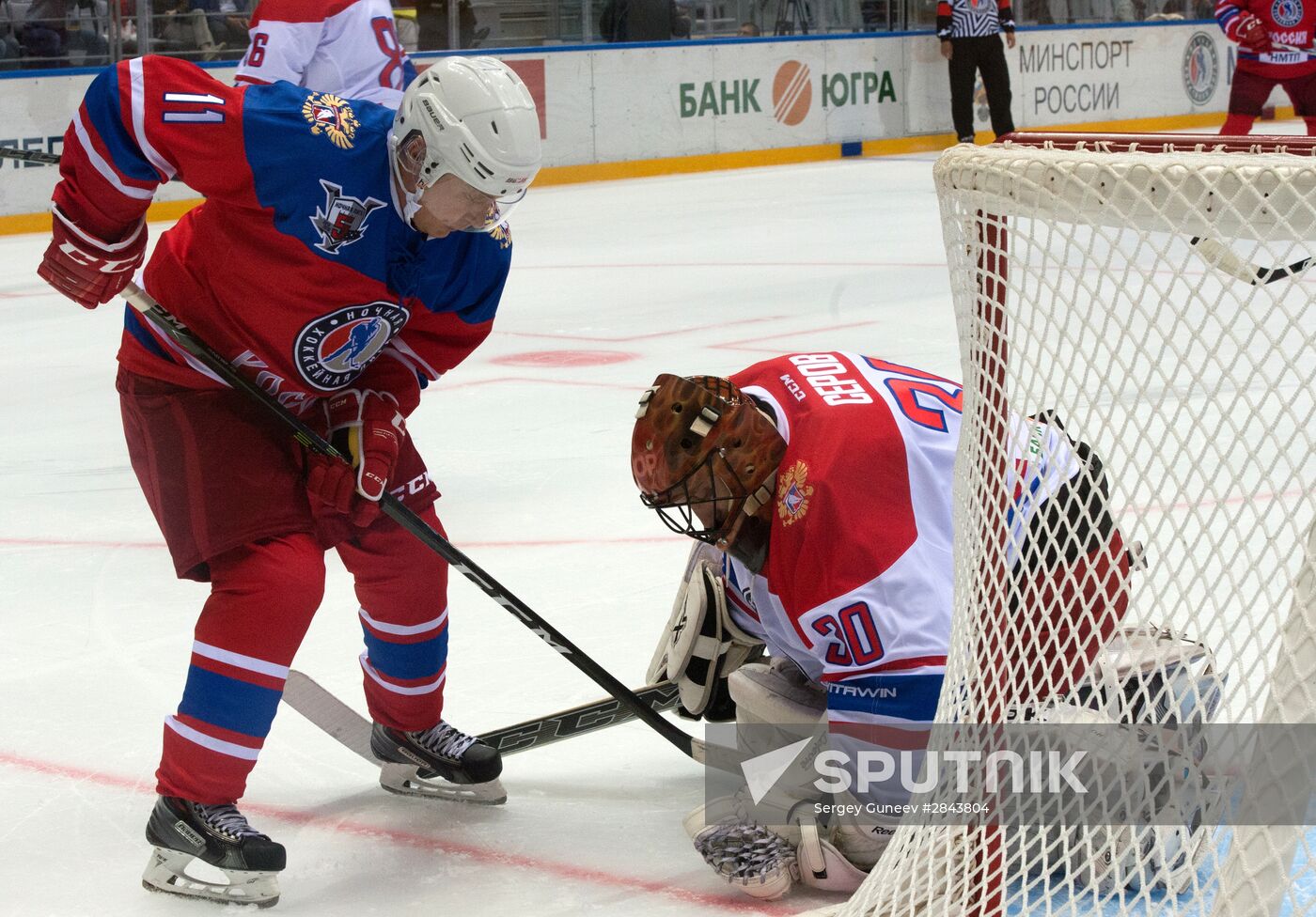 President Vladimir Putin participates in Night Hockey League gala match