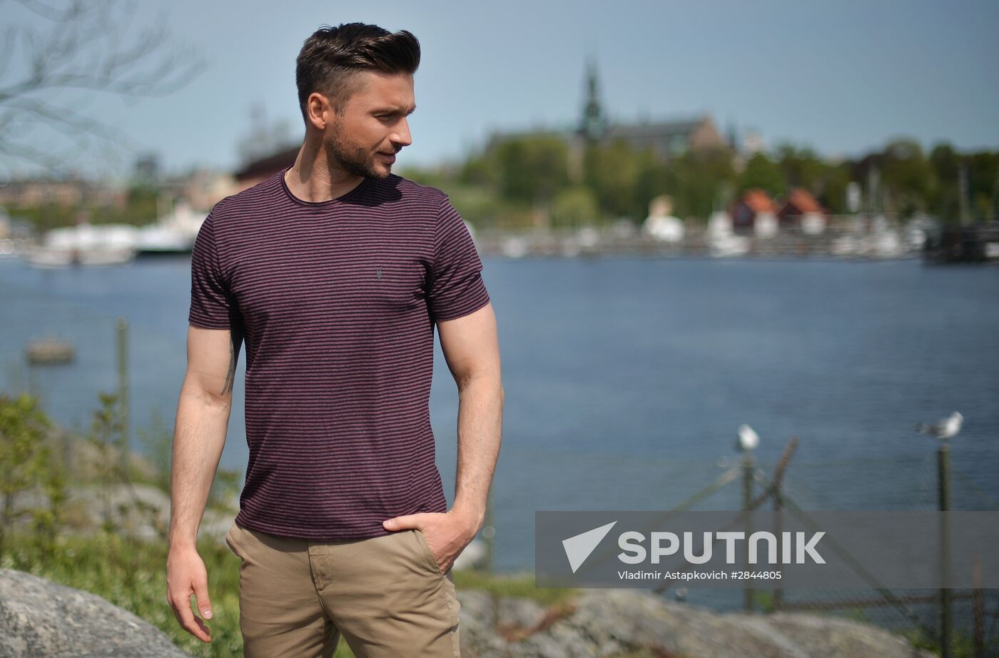 Sergei Lazarev, 2016 Eurovision participant, having stroll about Stockholm
