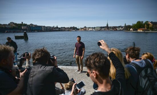Sergei Lazarev, 2016 Eurovision participant, having stroll about Stockholm