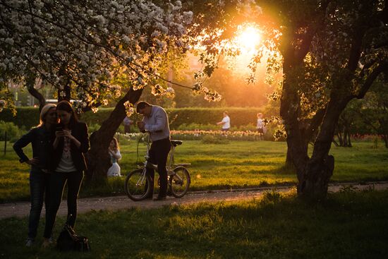 Muscovites visit Kolomenskoye park and estate