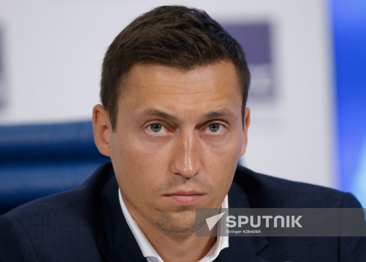 News conference by Olympic champions Legkov and Zubkov