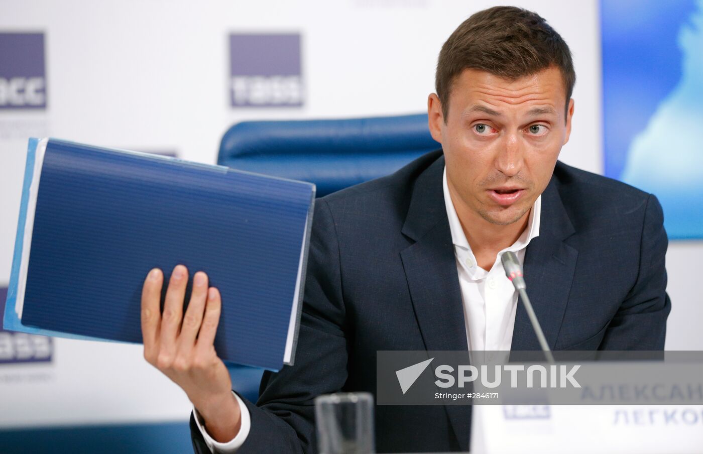News conference by Olympic champions Legkov and Zubkov