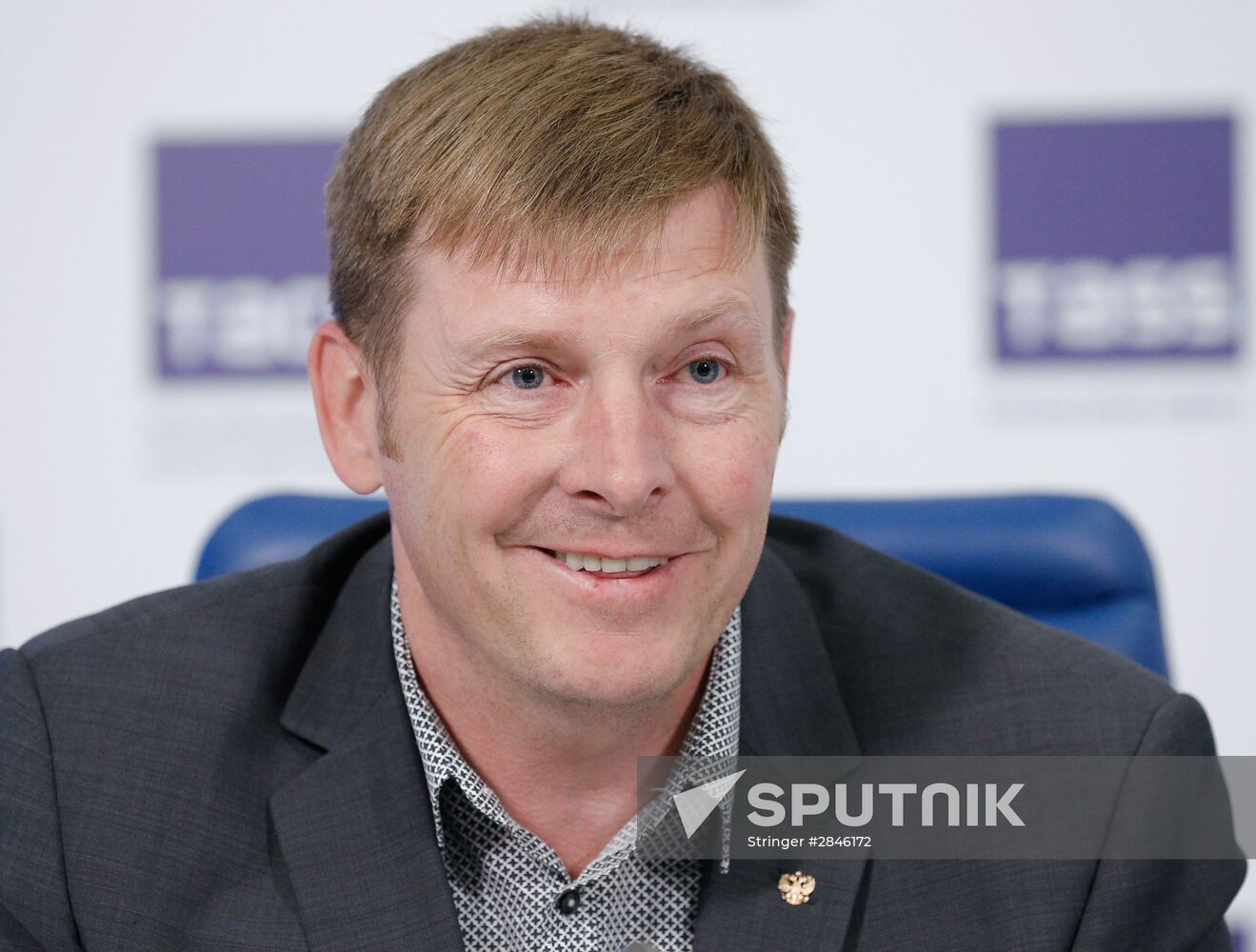 News conference by Olympic champions Legkov and Zubkov