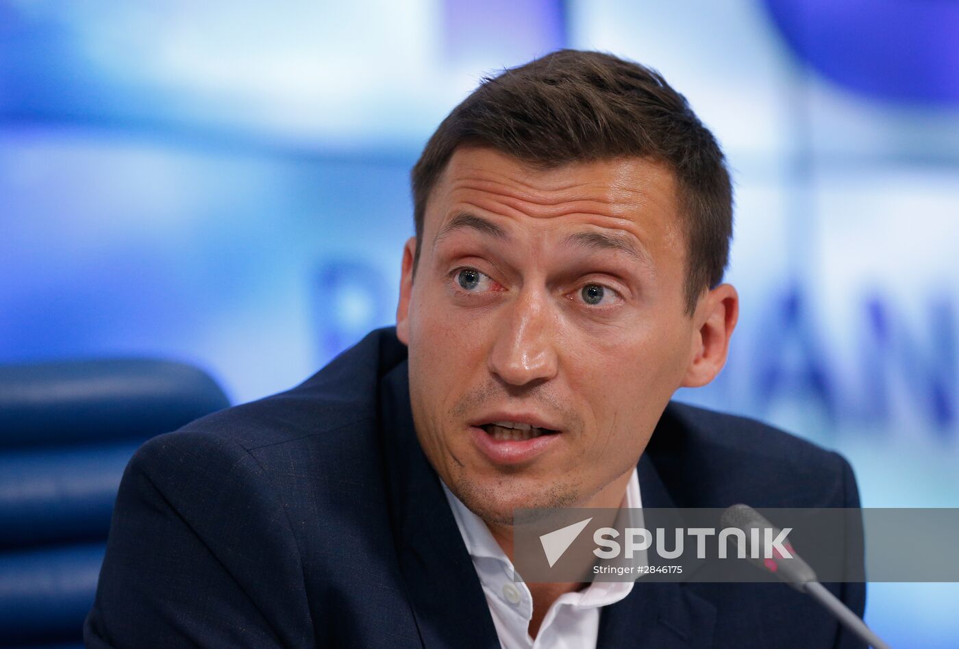 News conference by Olympic champions Legkov and Zubkov