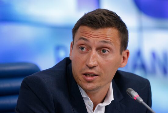 News conference by Olympic champions Legkov and Zubkov