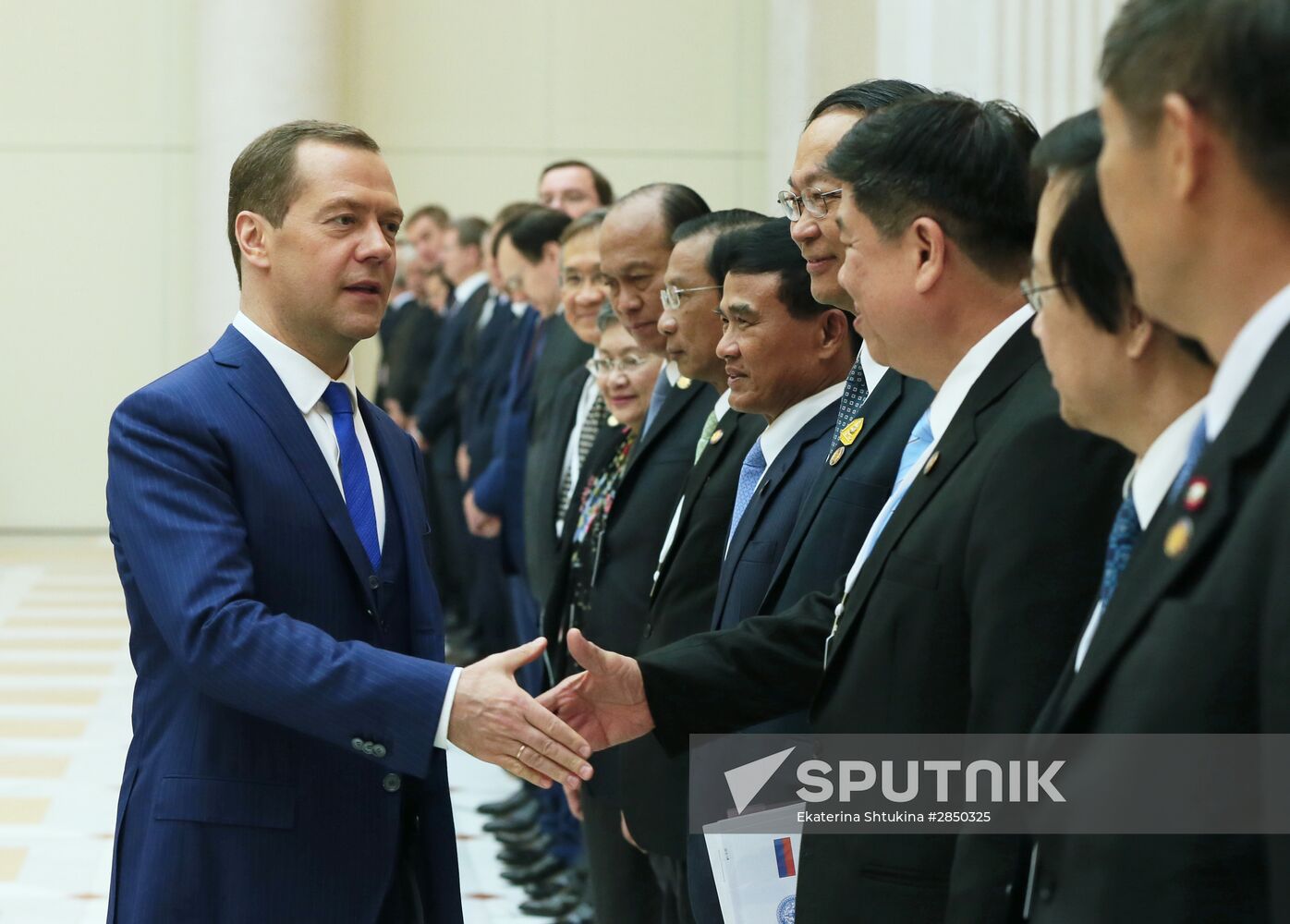 Russian Prime Minister Dmitry Medvedev meets with his Thai counterpart Prayut Chan-o-cha