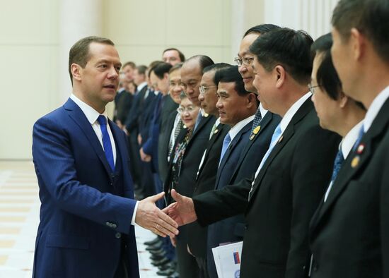 Russian Prime Minister Dmitry Medvedev meets with his Thai counterpart Prayut Chan-o-cha