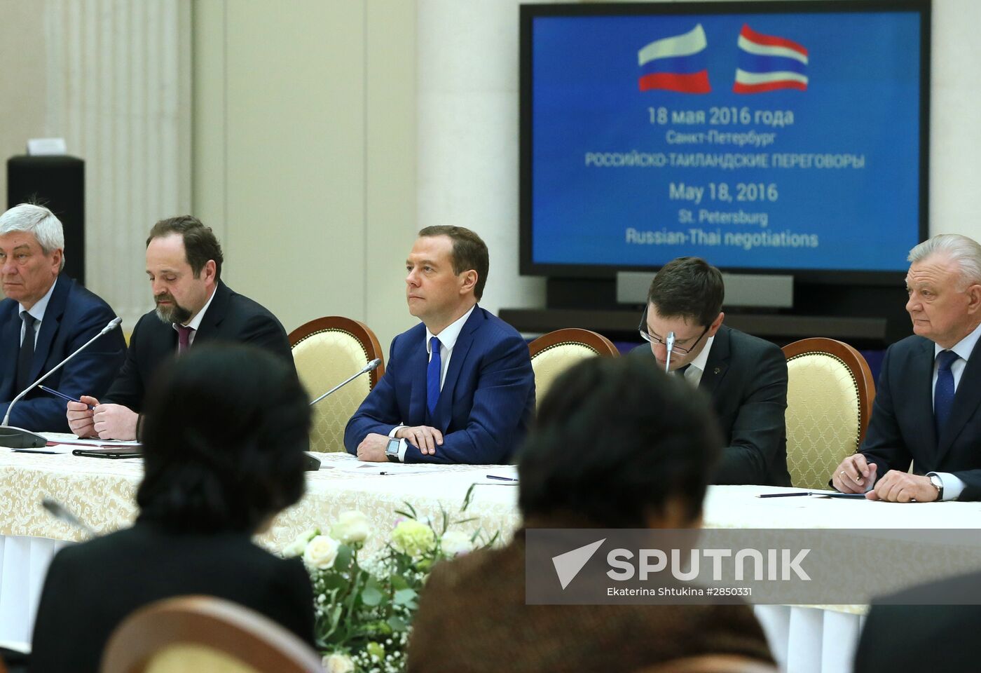 Russian Prime Minister Dmitry Medvedev meets with his Thai counterpart Prayut Chan-o-cha