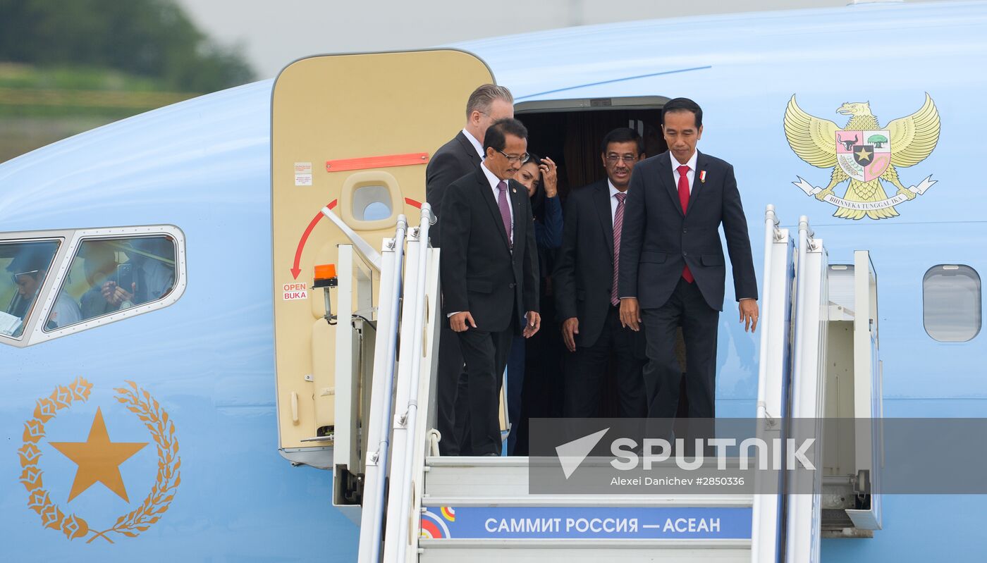 Indonesian President Joko Widodo arrives in Sochi for ASEAN-Russia Summit