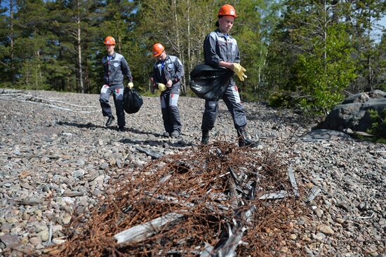 'Gogland' complex environmental expedition of the Russian Geographical Society on Gogland Island in the Gulf of Finland.