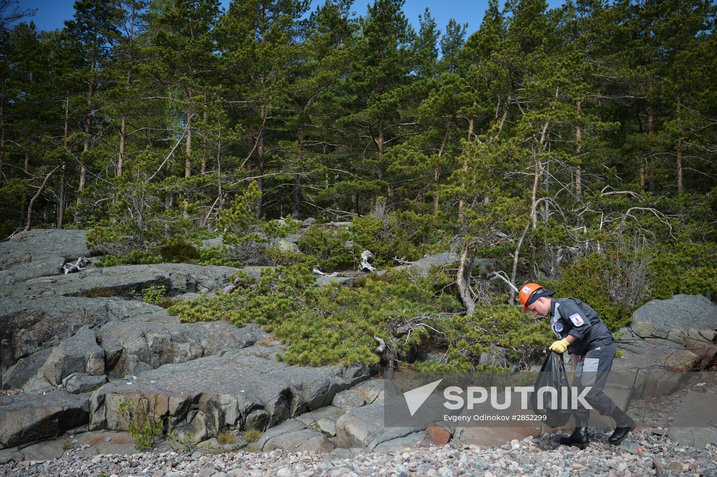 'Gogland' complex environmental expedition of the Russian Geographical Society on Gogland Island in the Gulf of Finland.