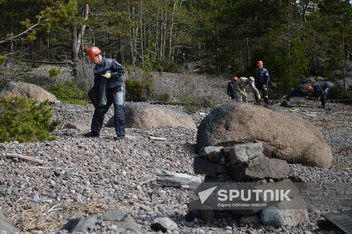 'Gogland' complex environmental expedition of the Russian Geographical Society on Gogland Island in the Gulf of Finland.