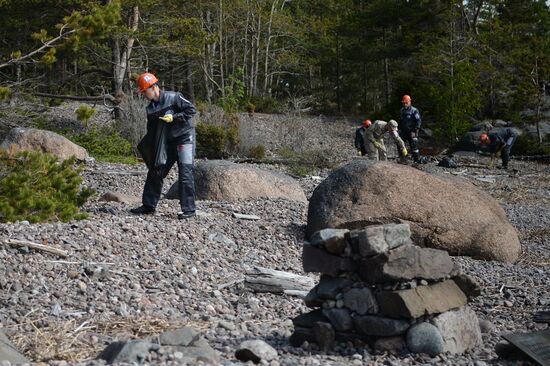 'Gogland' complex environmental expedition of the Russian Geographical Society on Gogland Island in the Gulf of Finland.
