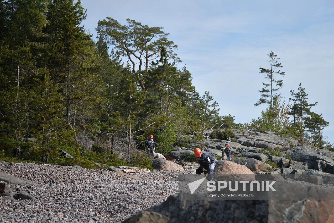'Gogland' complex environmental expedition of the Russian Geographical Society on Gogland Island in the Gulf of Finland.