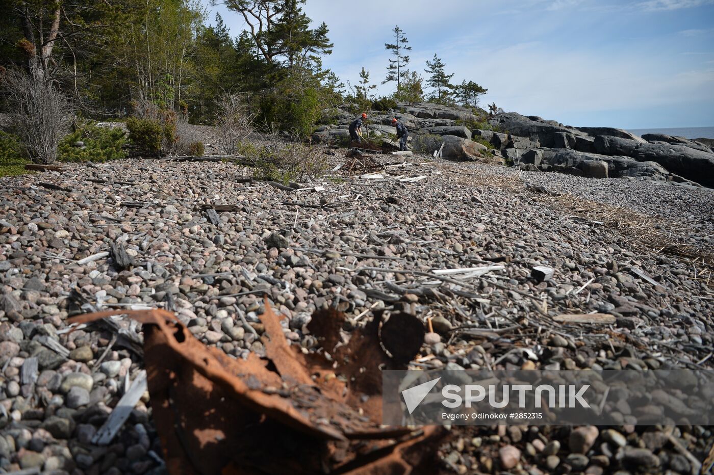 'Gogland' complex environmental expedition of the Russian Geographical Society on Gogland Island in the Gulf of Finland.