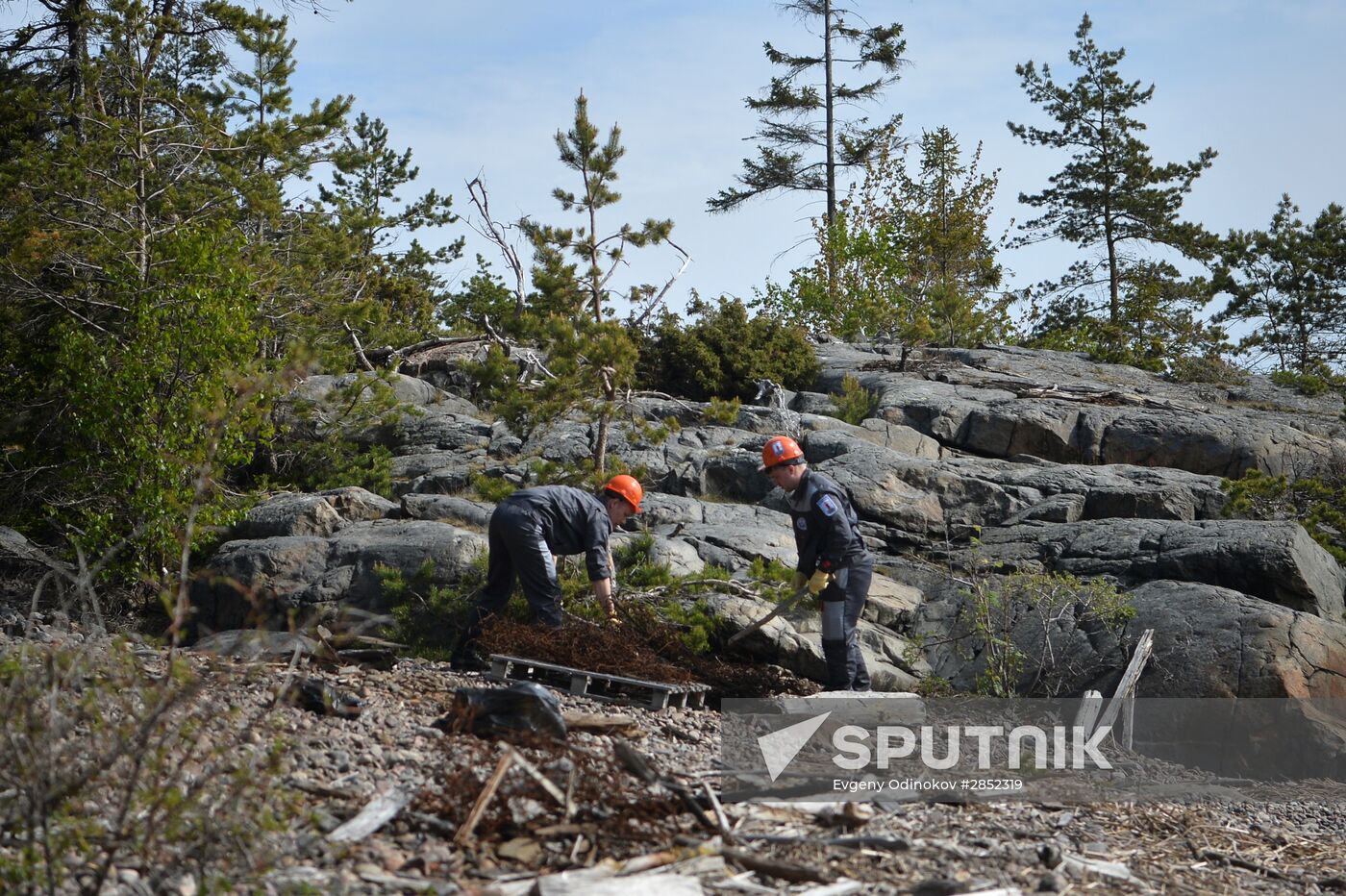 'Gogland' complex environmental expedition of the Russian Geographical Society on Gogland Island in the Gulf of Finland.