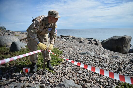 'Gogland' complex environmental expedition of the Russian Geographical Society on Gogland Island in the Gulf of Finland.