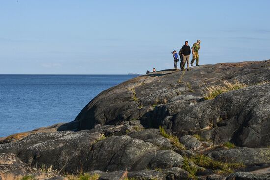 'Gogland' complex environmental expedition of the Russian Geographical Society on Gogland Island in the Gulf of Finland.