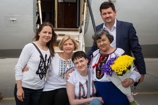 Ukrainian military pilot Nadezhda Savchenko at Kiev airport