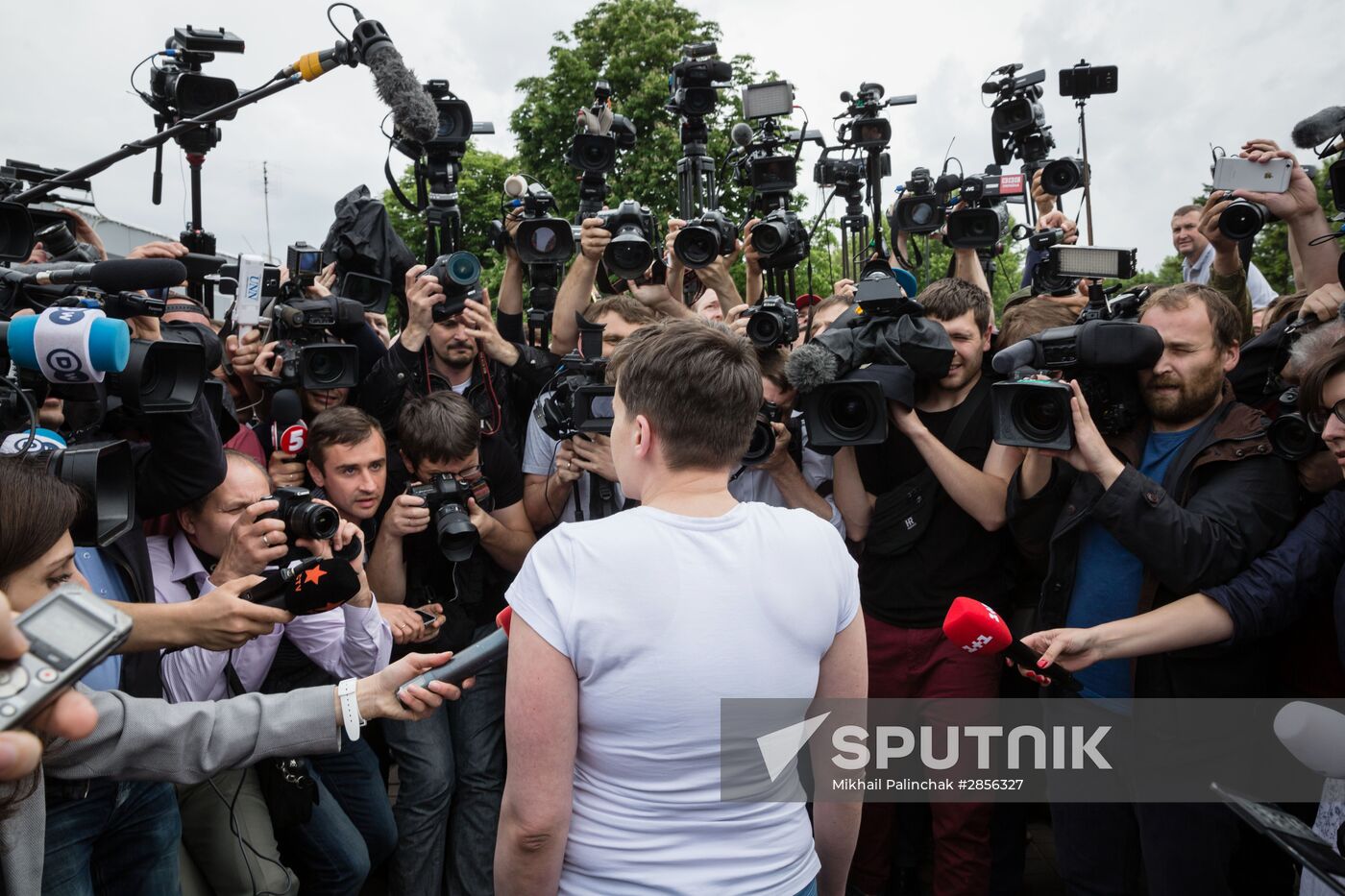 Ukrainian military pilot Nadezhda Savchenko at Kiev airport