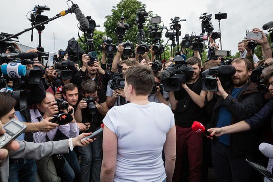 Ukrainian military pilot Nadezhda Savchenko at Kiev airport
