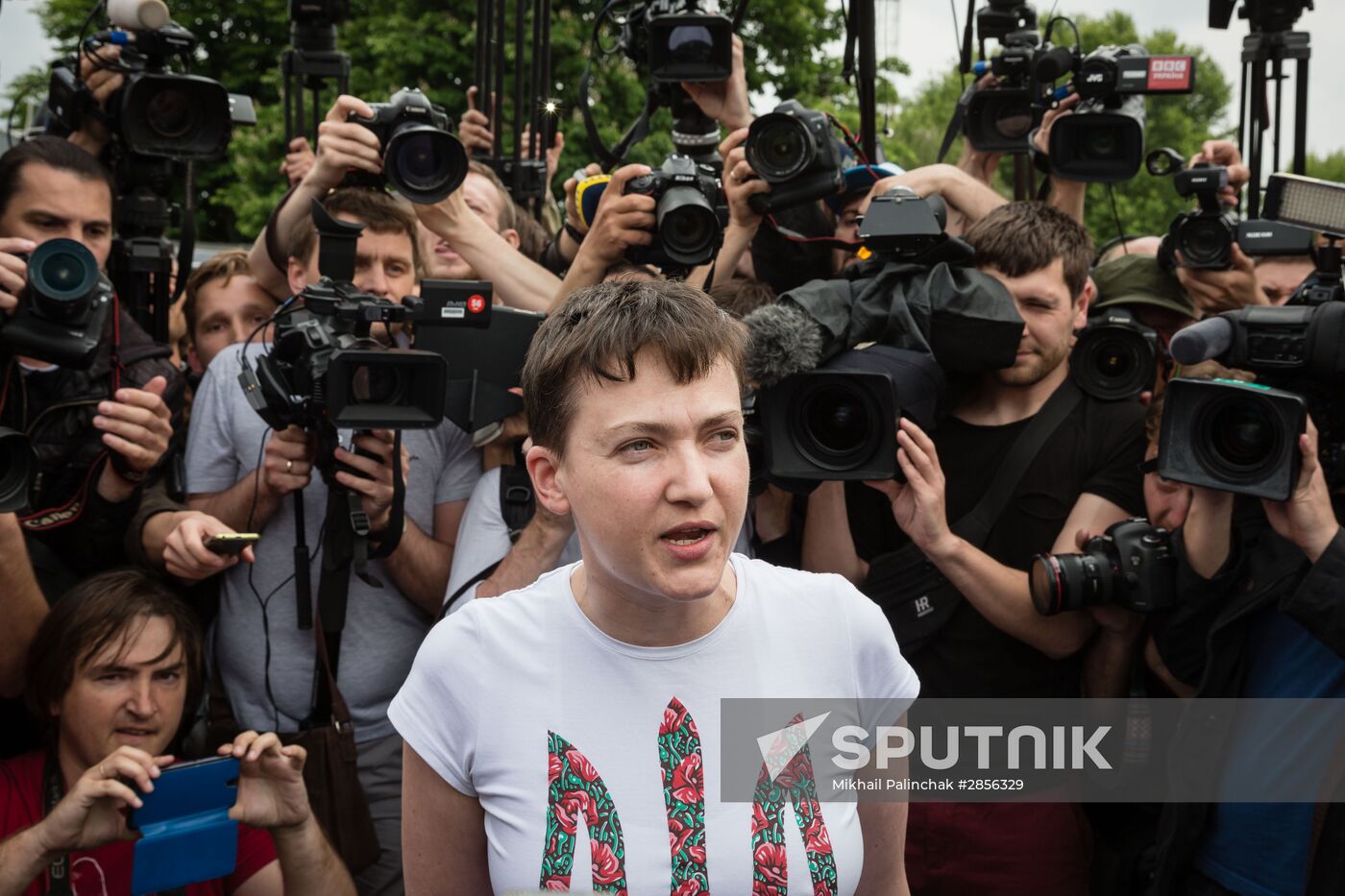 Ukrainian military pilot Nadezhda Savchenko at Kiev airport