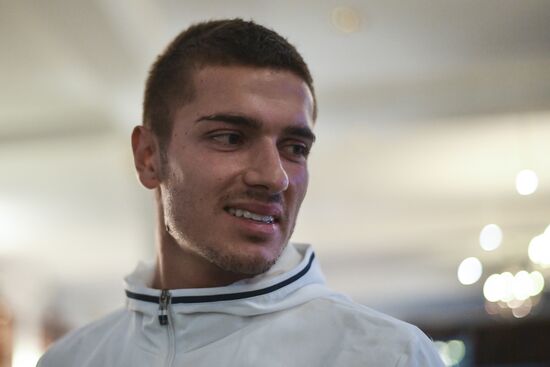 News conference with Russian national football team player Roman Neustadter
