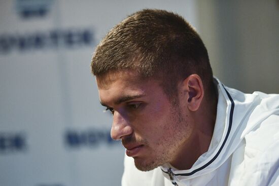 News conference with Russian national football team player Roman Neustadter