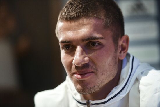 News conference with Russian national football team player Roman Neustadter
