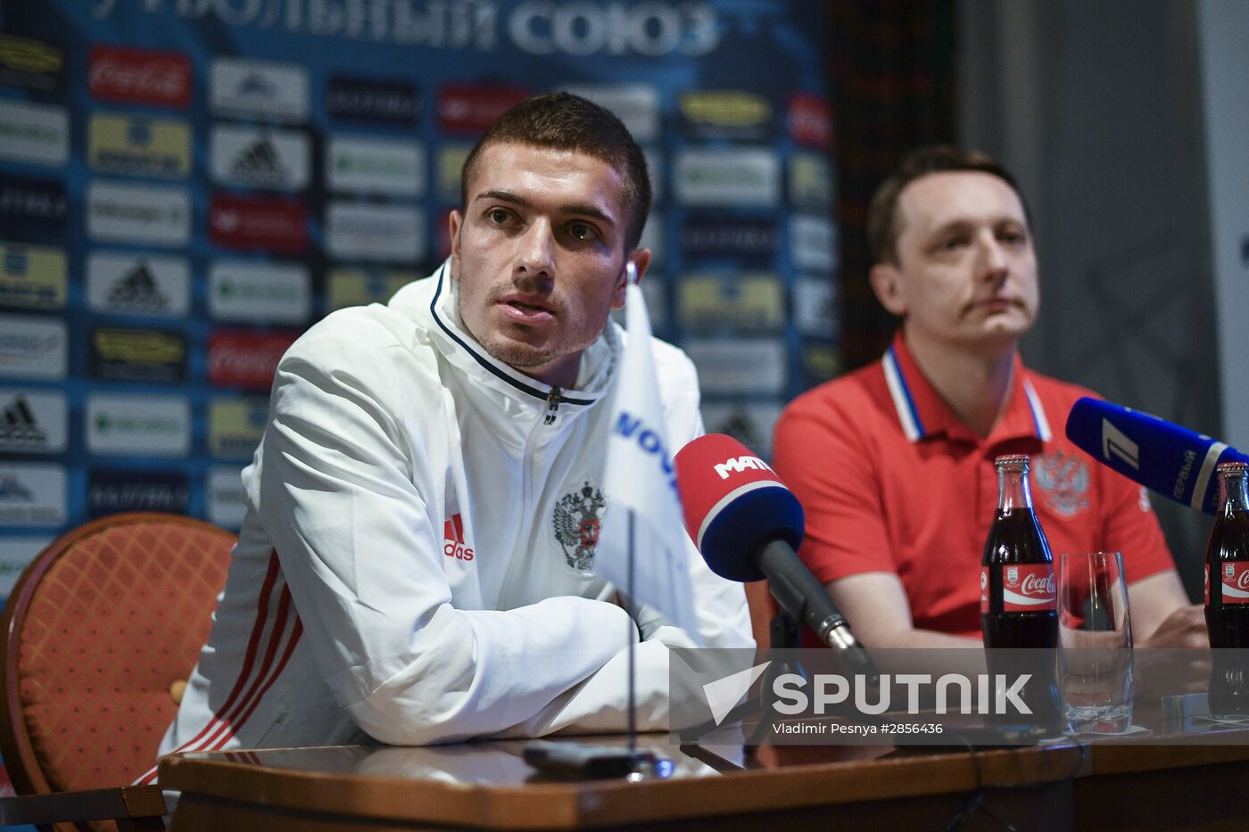 News conference with Russian national football team player Roman Neustadter