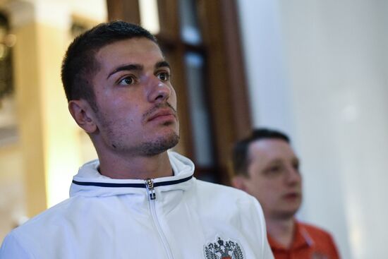 News conference with Russian national football team player Roman Neustadter