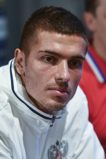 News conference with Russian national football team player Roman Neustadter