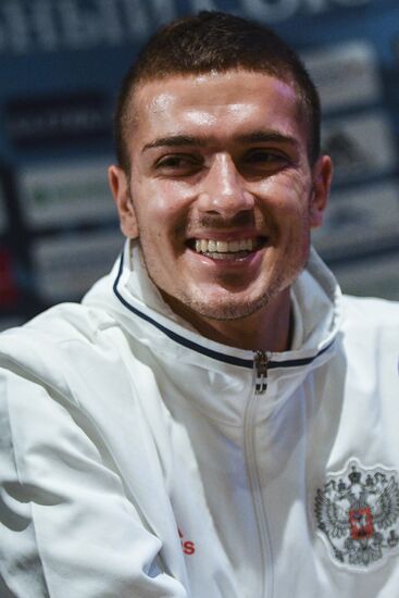 News conference with Russian national football team player Roman Neustadter