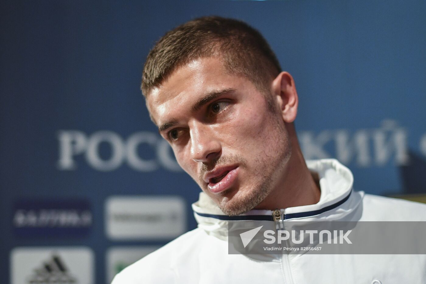 News conference with Russian national football team player Roman Neustadter