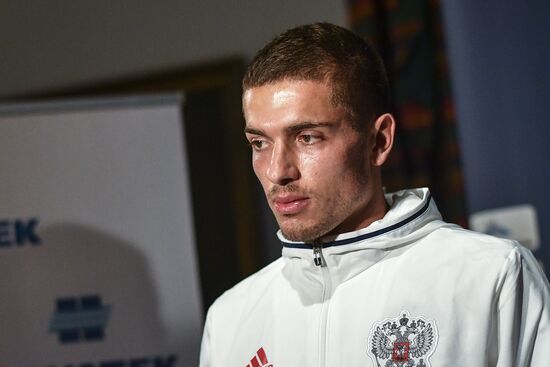 News conference with Russian national football team player Roman Neustadter