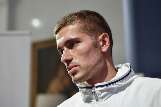News conference with Russian national football team player Roman Neustadter