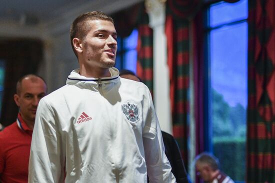 News conference with Russian national football team player Roman Neustadter