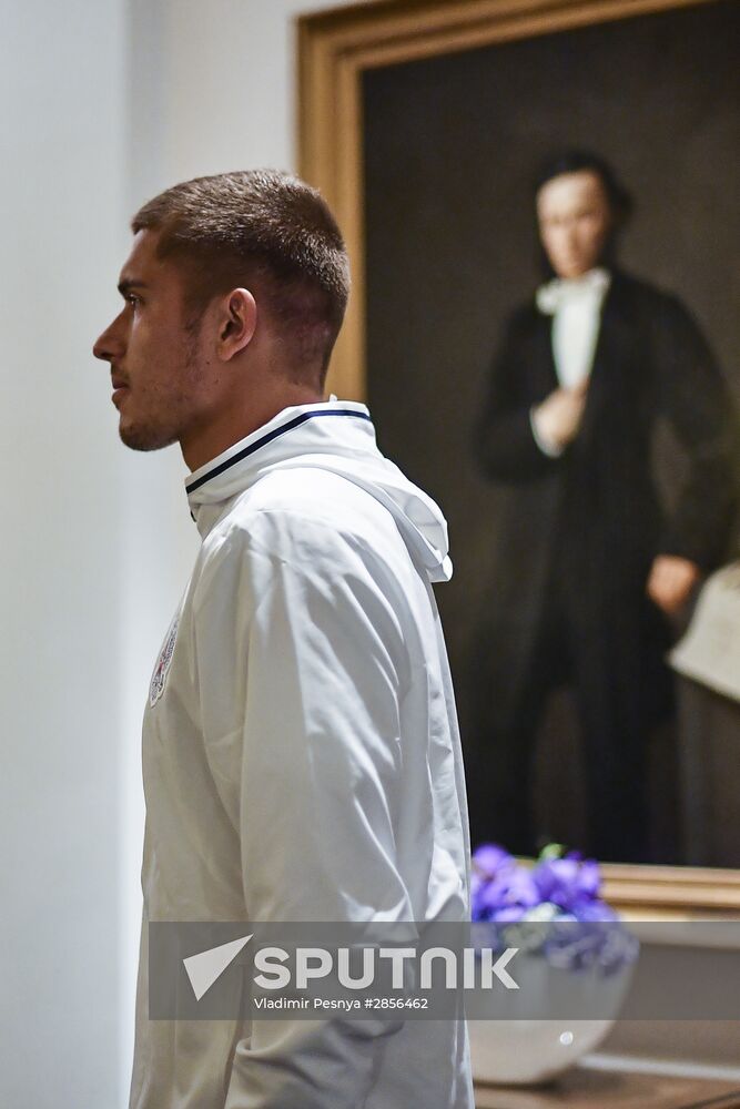 News conference with Russian national football team player Roman Neustadter