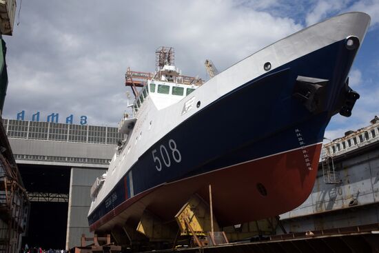 The Nadezhny coast guard vessel floated out in St. Petersburg