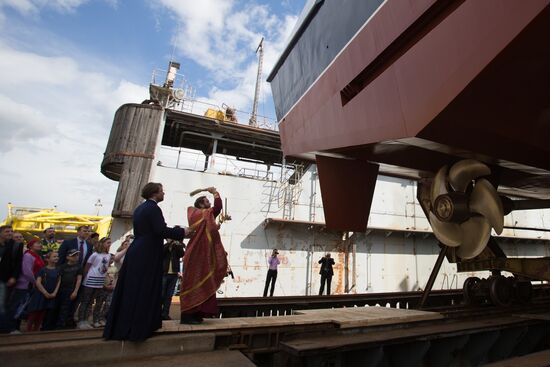The Nadezhny coast guard vessel floated out in St. Petersburg