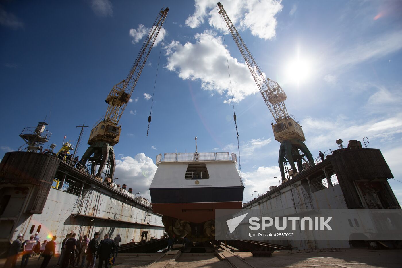 The Nadezhny coast guard vessel floated out in St. Petersburg