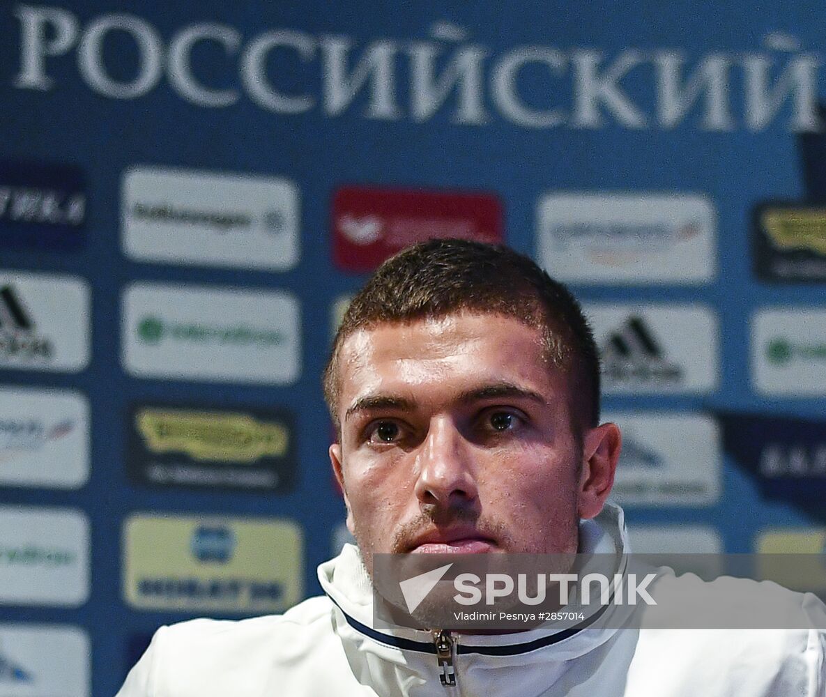 News conference with Russian national football team player Roman Neustadter