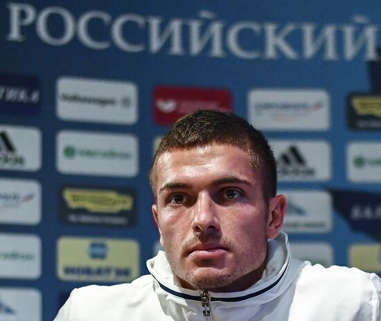 News conference with Russian national football team player Roman Neustadter