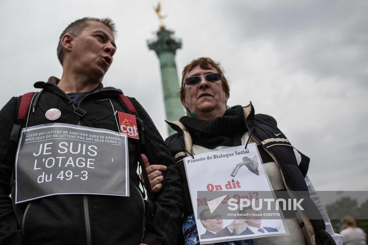 French unions protest against labor reforms